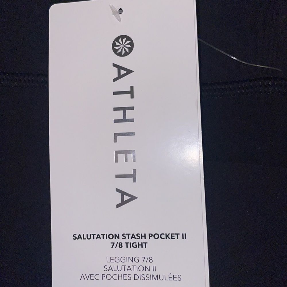 NWT Athleta Salutation Stash Pocket 11 7/8 Tight. Black. Extra Small - Picture 11 of 12